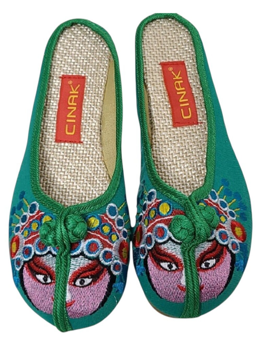 Green Embroidered Opera Flats | Backless Mules | Statement Piece - Picture 2 of 7